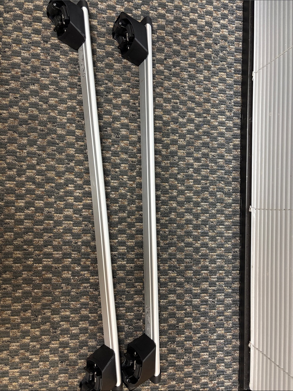 Pair of Sleek Silver and Black Roof Rack Cross Bars AUDI